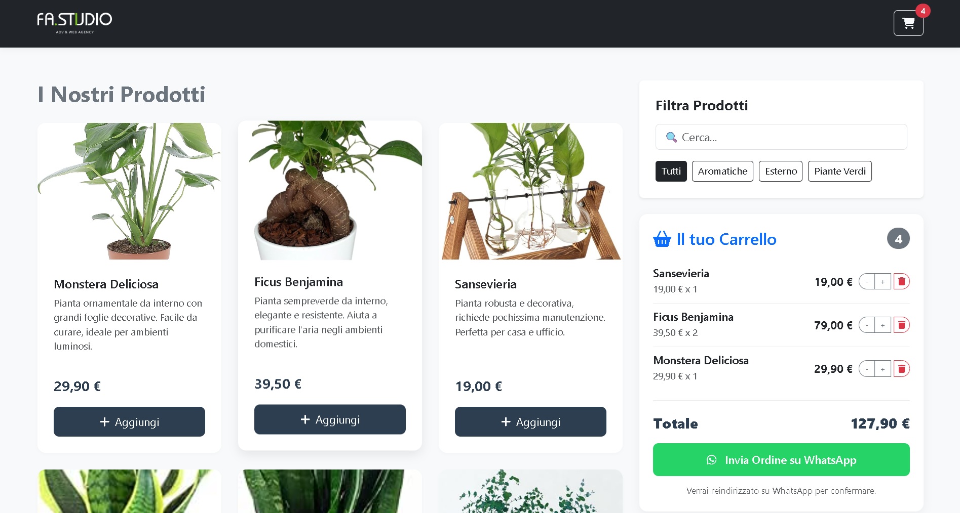 Shop con Carrello Wapp